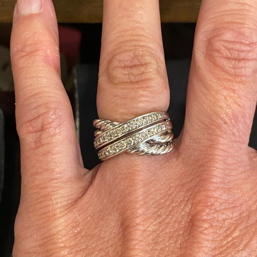 David Yurman Crossover Collection band with diamonds, 11 mm, size 6